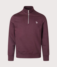 Organic Cotton Quarter Zip Zebra Sweatshirt: 29A Very Dark Red 