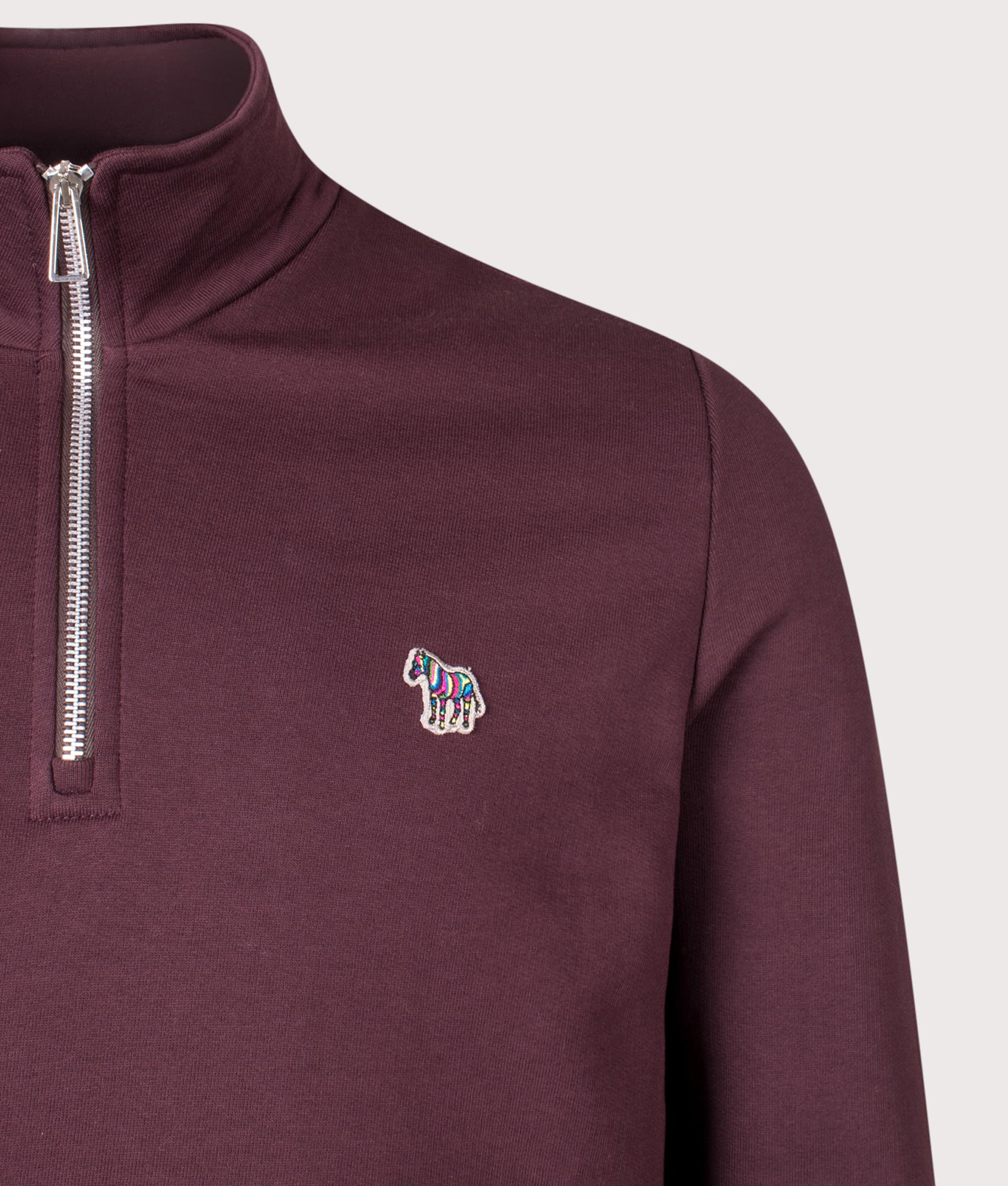Organic Cotton Quarter Zip Zebra Sweatshirt. Shot by EQVVS. Detail shot.