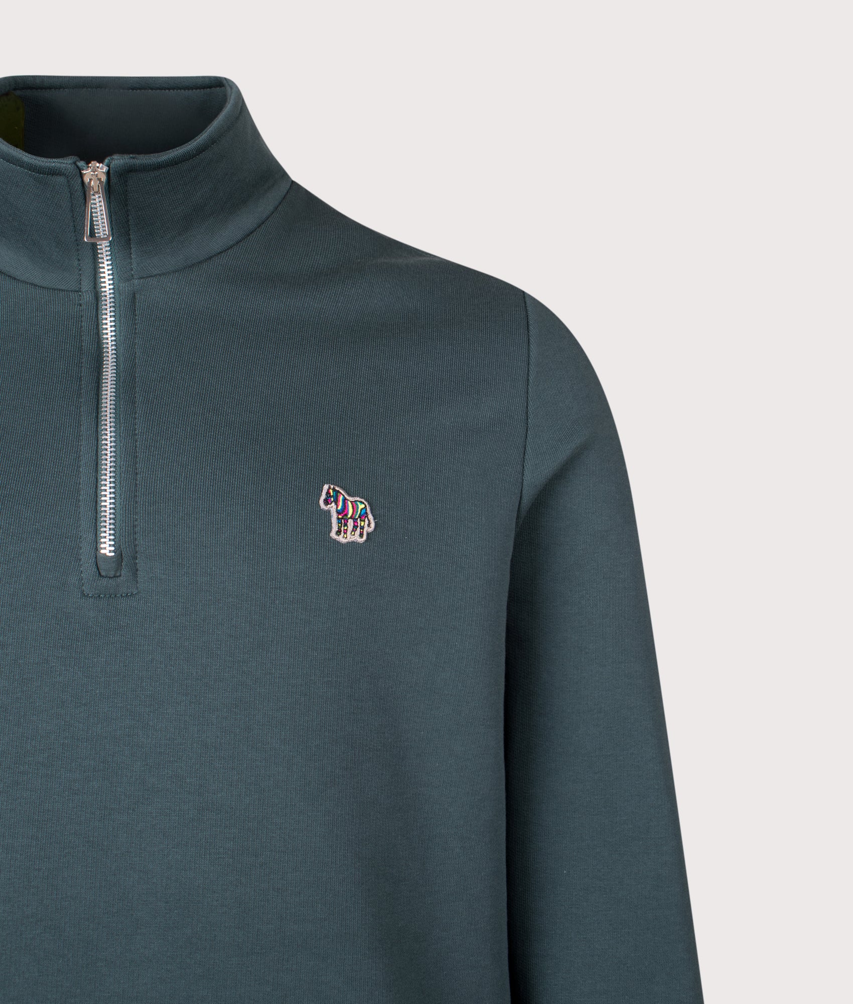 Organic Cotton Quarter Zip Zebra Sweatshirt. Shot by EQVVS. Detail shot.