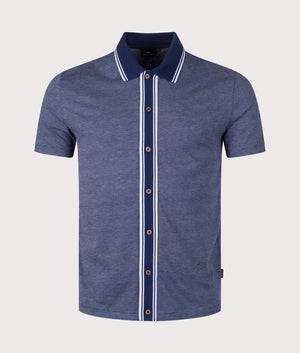 Button Front Zebra Emblem Polo Shirt in Inky Blue | Paul Smith | EQVVS | Front shot 