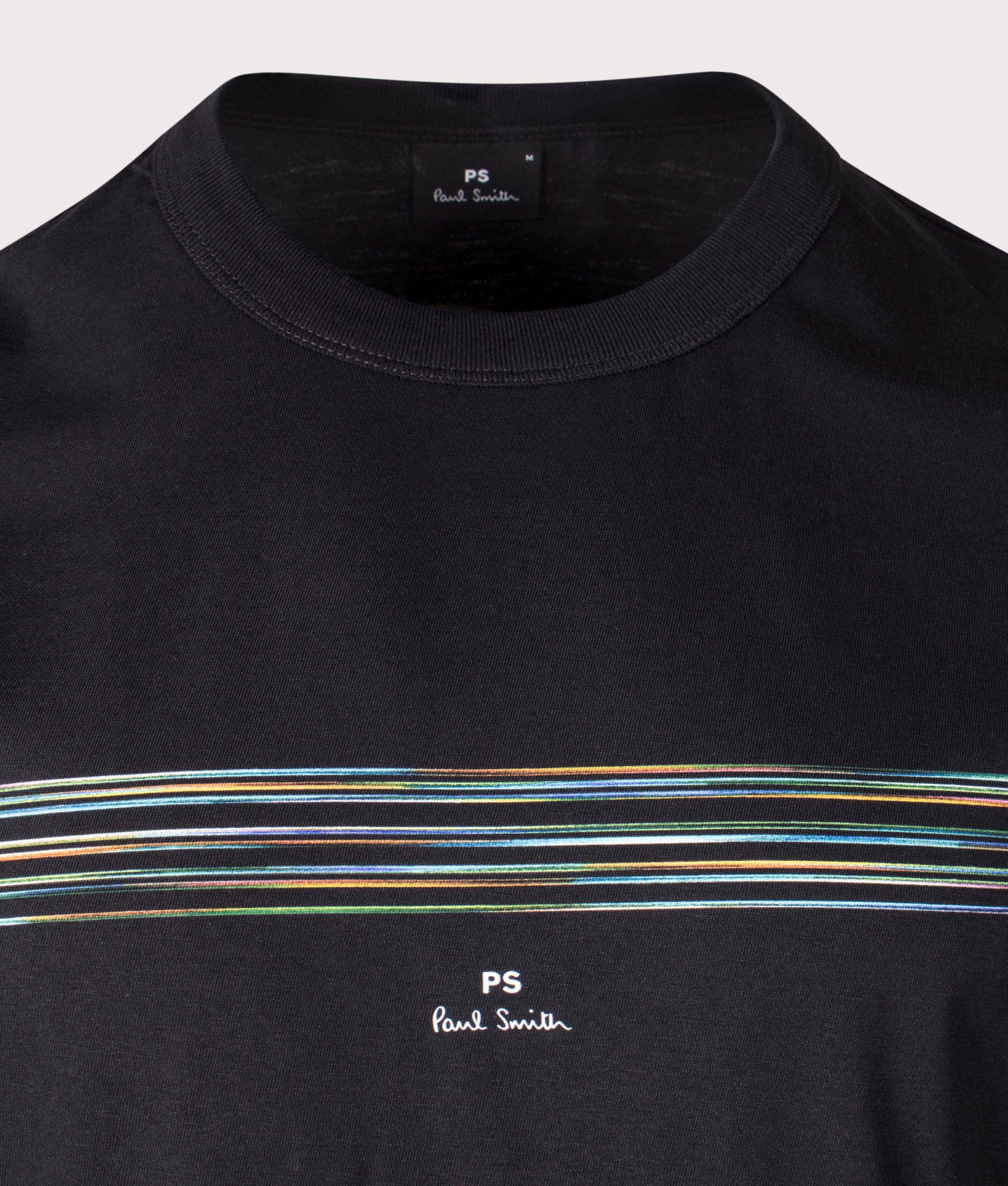 Relaxed Fit Stripe T-Shirt, by PS Paul Smith in Black. Shot by EQVVS. Detail shot.