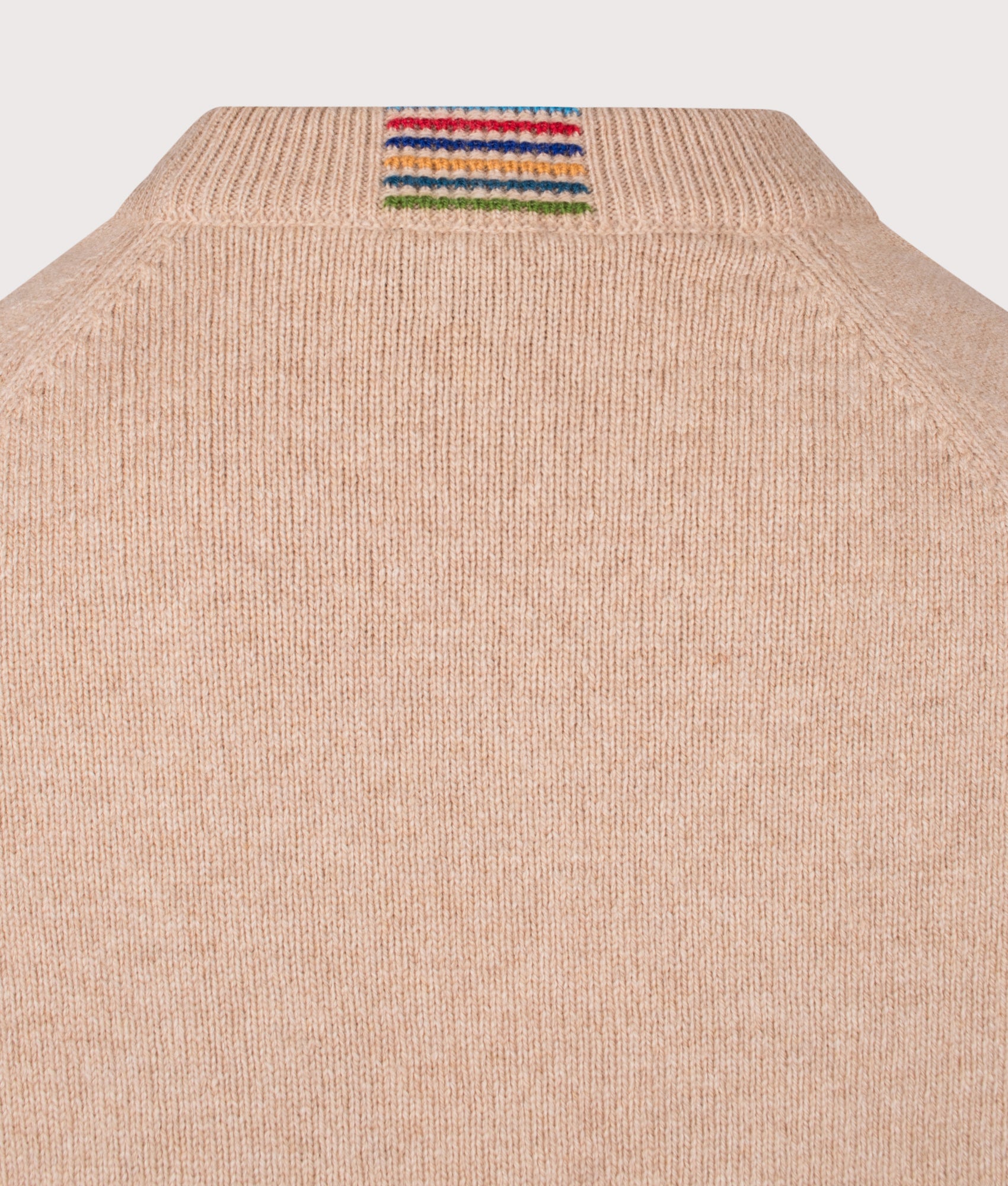 Crew Neck Jumper in Sand. 100% Wool | PS Paul Smith | EQVVS | Back detail shot 