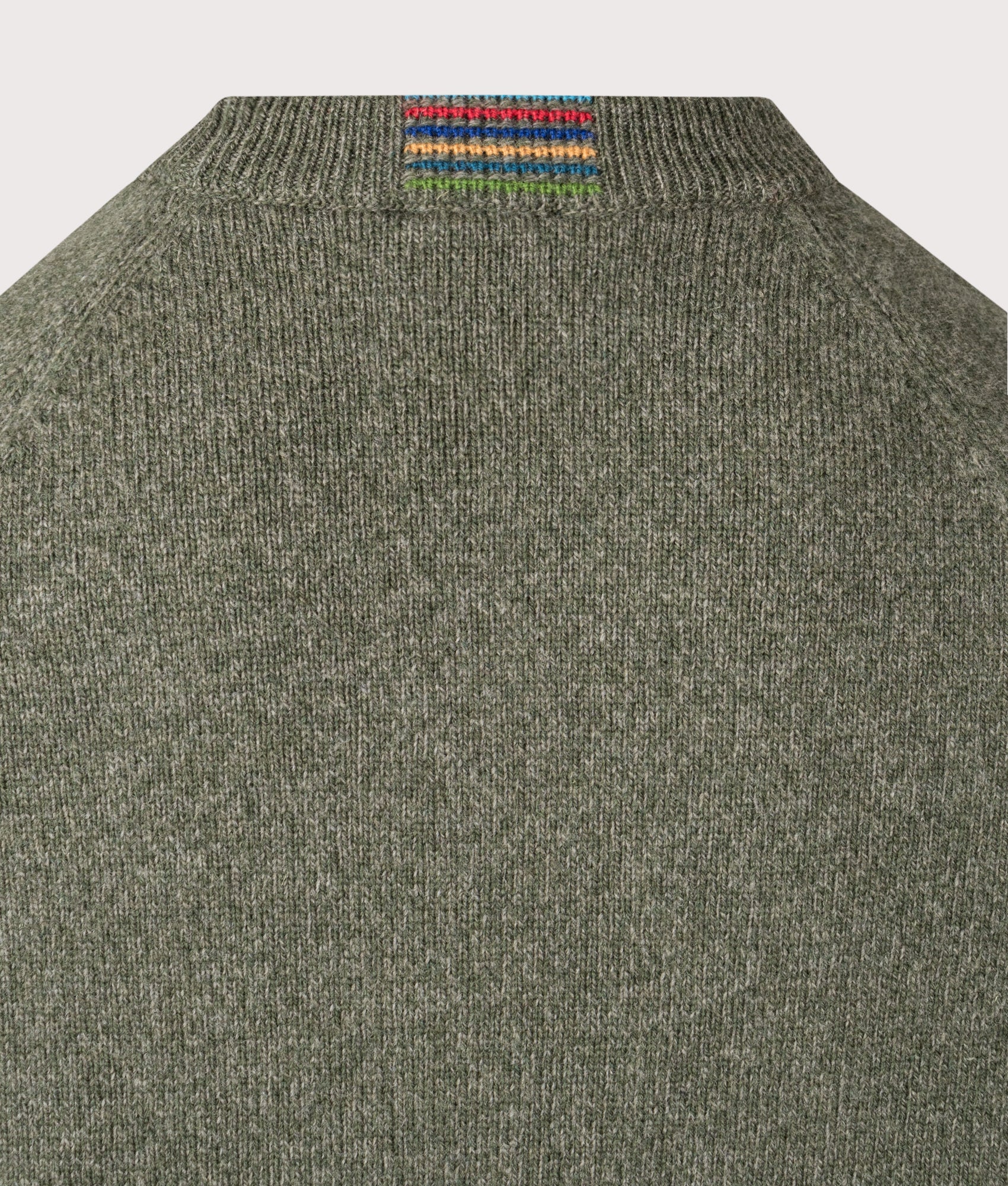 Crew Neck Jumper in Very Dark Green. 100% Wool | PS Paul Smith | EQVVS | Back detail shot 