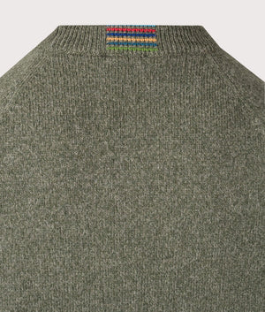 Crew Neck Jumper in Very Dark Green. 100% Wool | PS Paul Smith | EQVVS | Back detail shot 