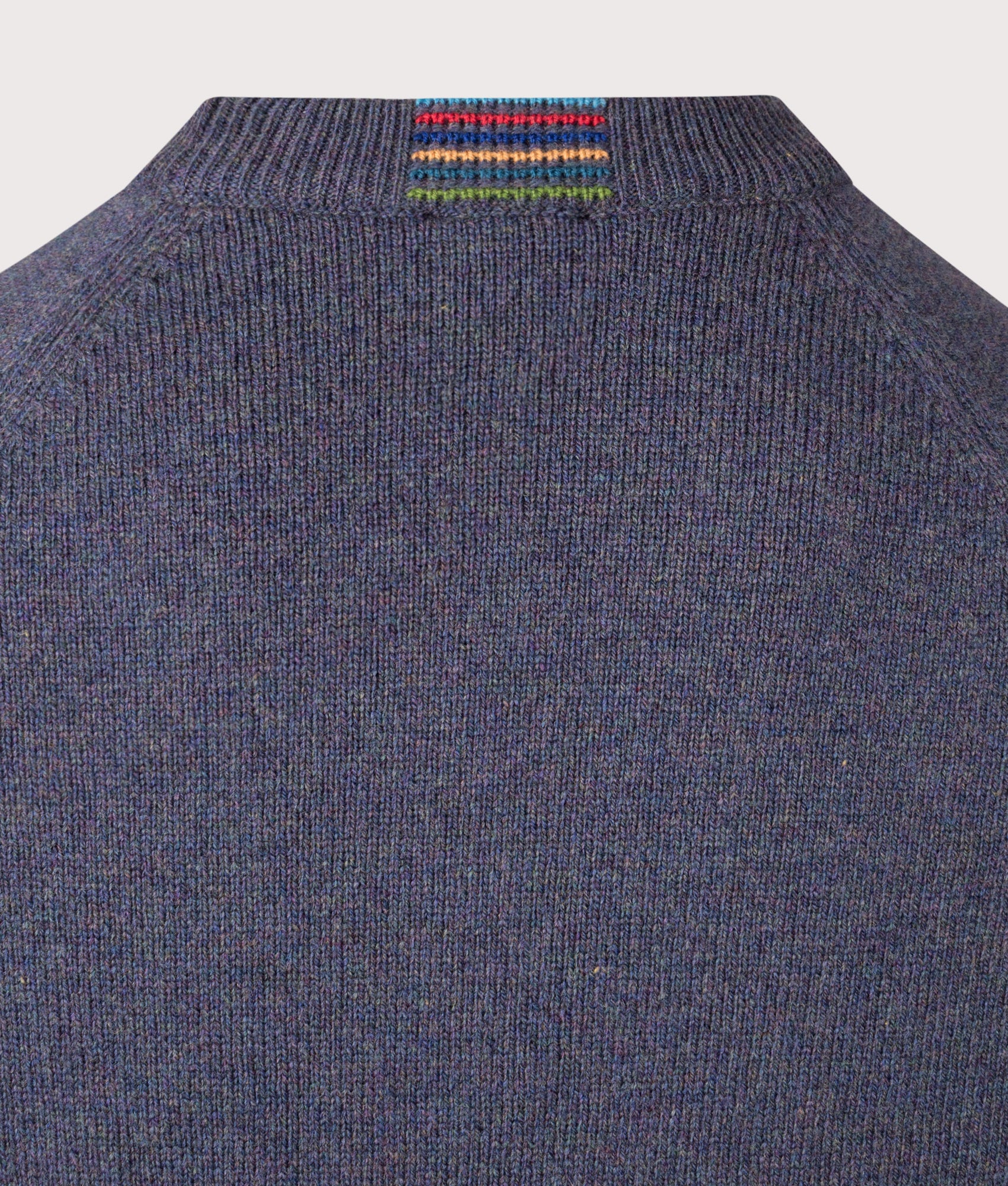 Crew Neck Jumper in Dark Violet. 100% Wool | PS Paul Smith | EQVVS | Back detail shot 