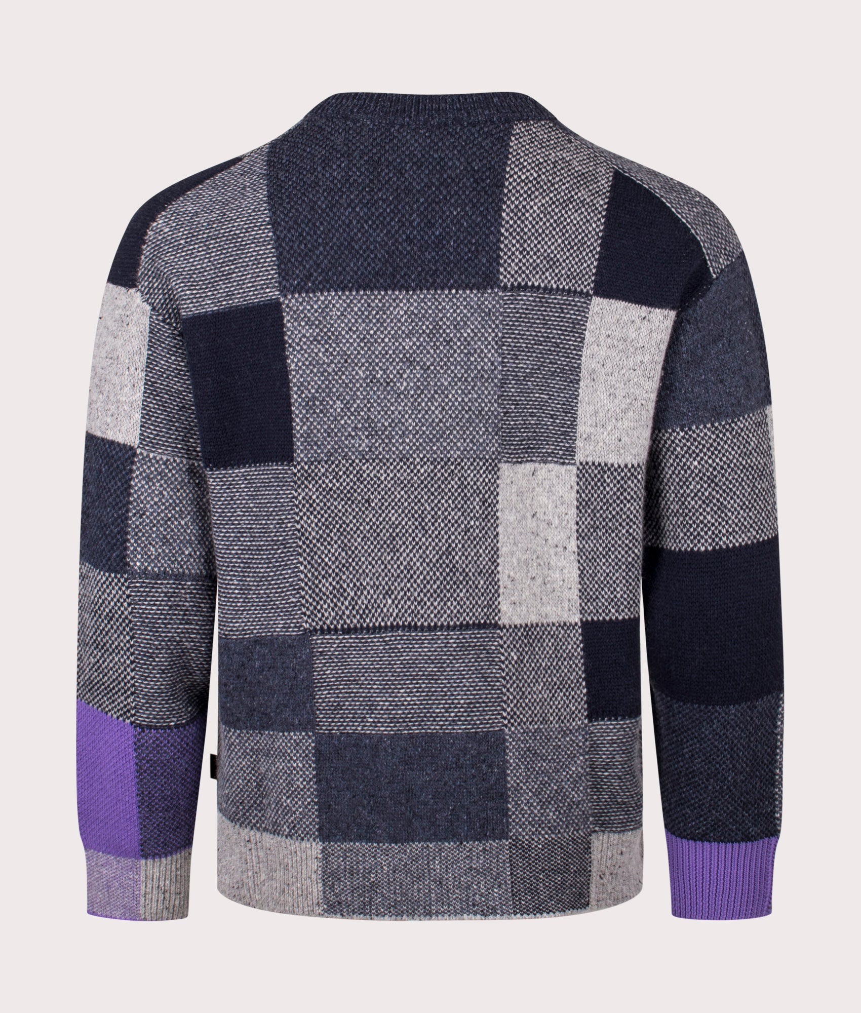 Crew Neck Block Sweatshirt in Very Dark Navy . Cotton wool blend | PS Paul Smith | Shot at EQVVS | Back shot 