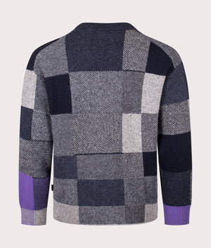 Crew Neck Block Sweatshirt in Very Dark Navy . Cotton wool blend | PS Paul Smith | Shot at EQVVS | Back shot 