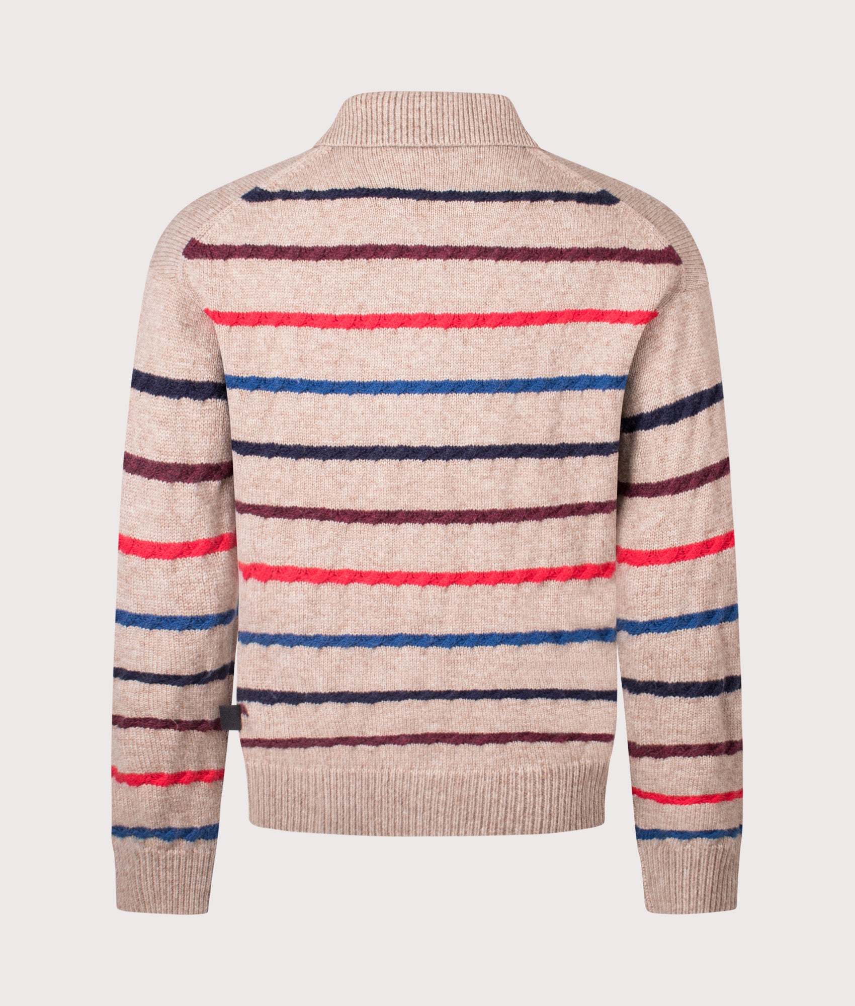 Striped Polo Collar Knit. Shot by EQVVS. Back shot.