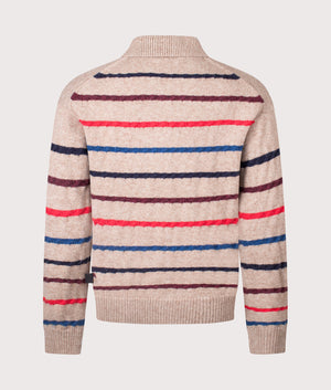 Striped Polo Collar Knit. Shot by EQVVS. Back shot.