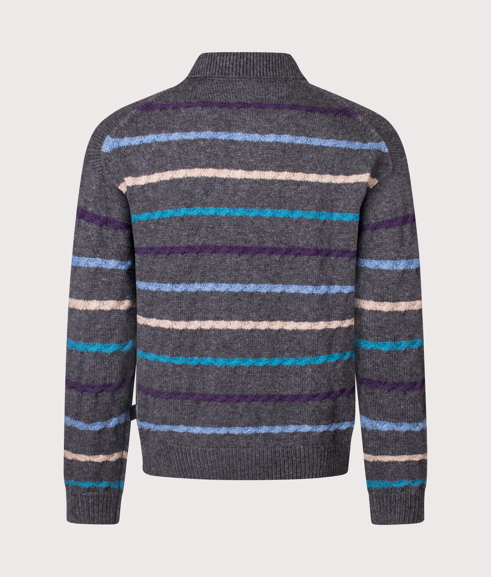 Striped Polo Collar Knit. Shot by EQVVS. Back shot.