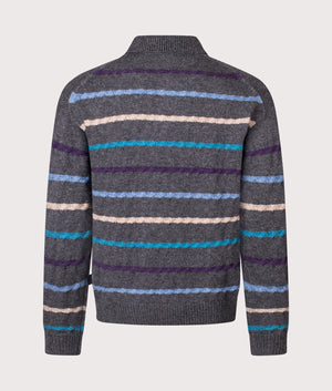 Striped Polo Collar Knit. Shot by EQVVS. Back shot.