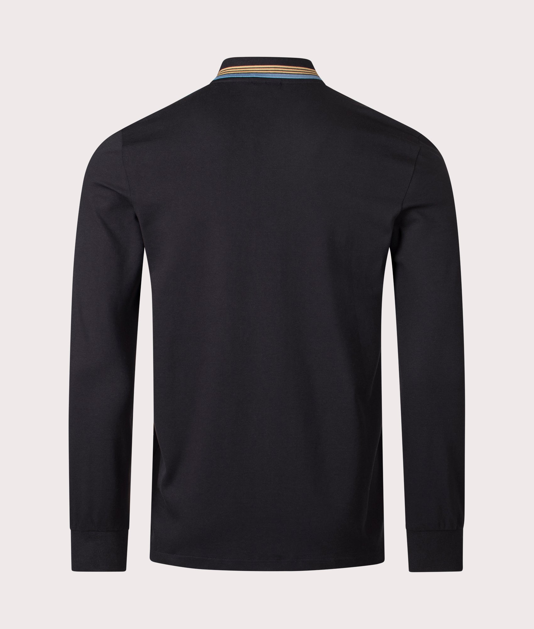 Long Sleeve Zip Through Polo Shirt in Black | 100% Cotton | PS Paul Smith | EQVVS | Back shot 
