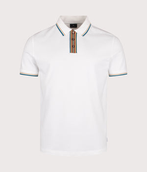 Striped Placket Polo Shirt in Off White | PS Paul Smith | EQVVS | Front shot 