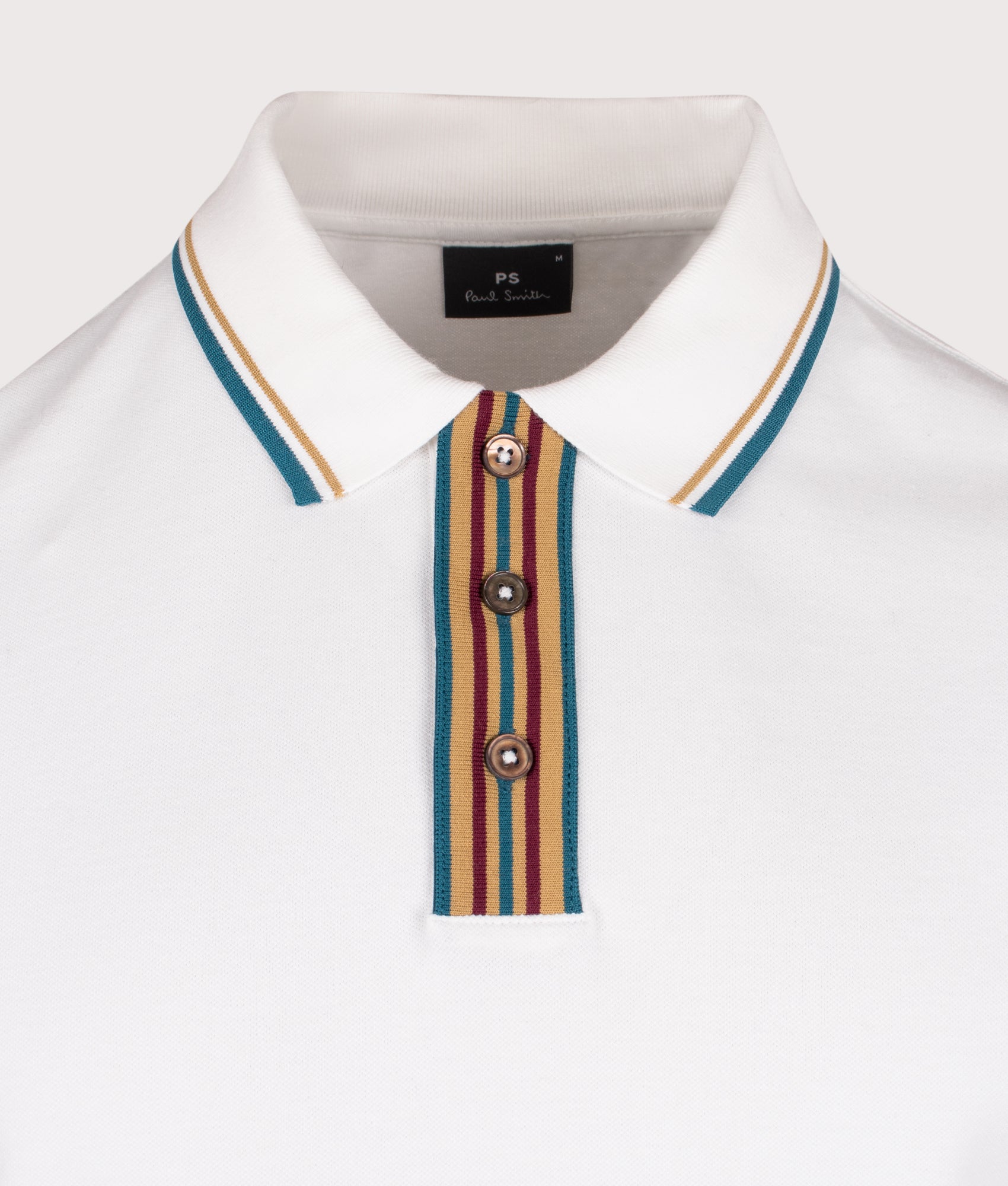 Regular Fit Striped Placket Polo Shirt in Off White | PS Paul