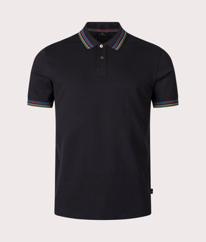 Zebra Polo Shirt in Black | 100% Organic Cotton | PS Paul Smith | EQVVS | Front shot 