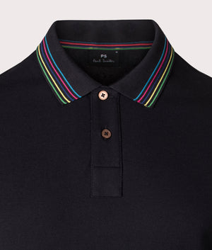 Zebra Polo Shirt in Black | 100% Organic Cotton | PS Paul Smith | EQVVS | Front detail shot 