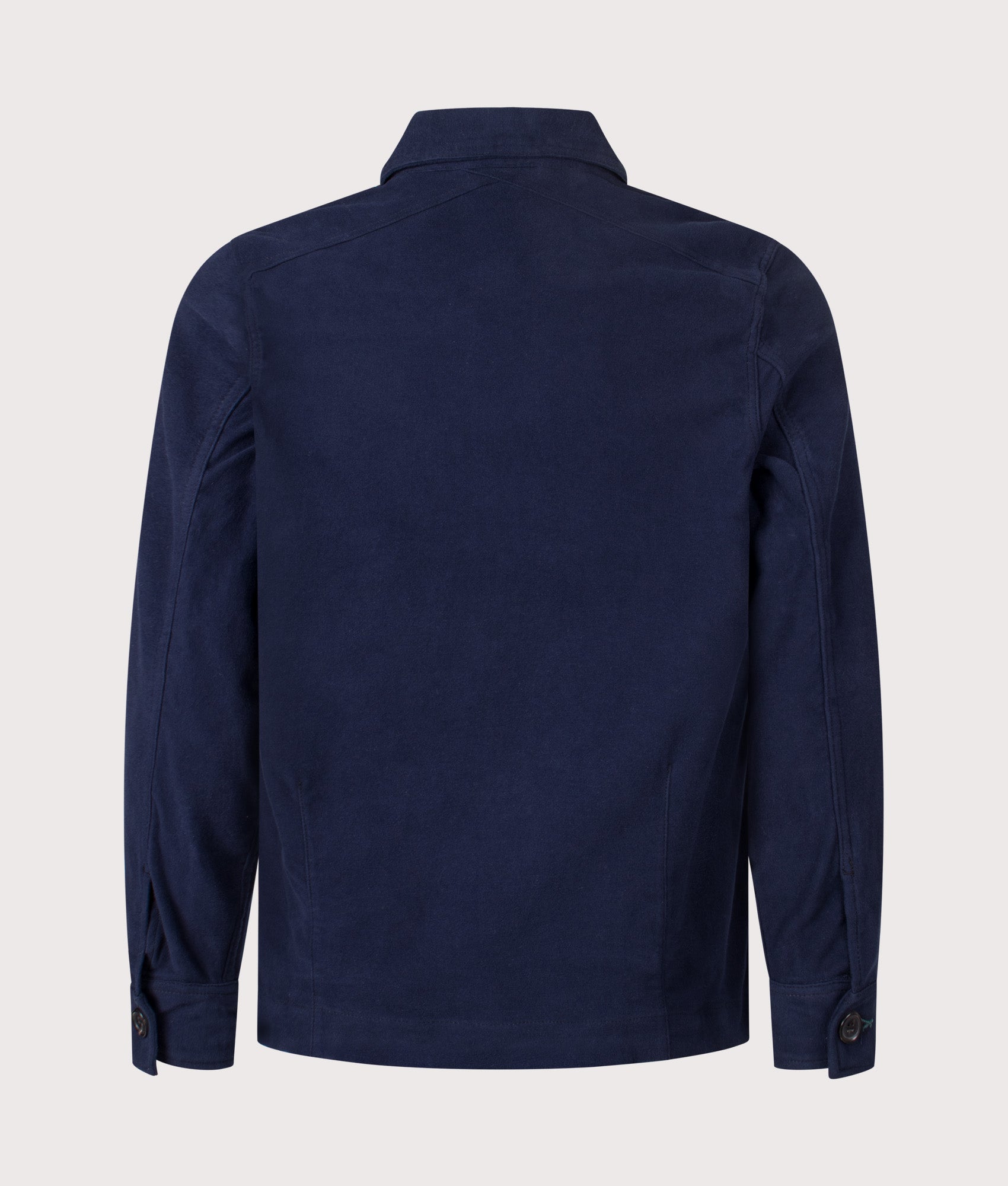 Military Overshirt in Very Dark Navy | Cotton Stretch Blend | PS Paul Smith | EQVVS | Back shit 