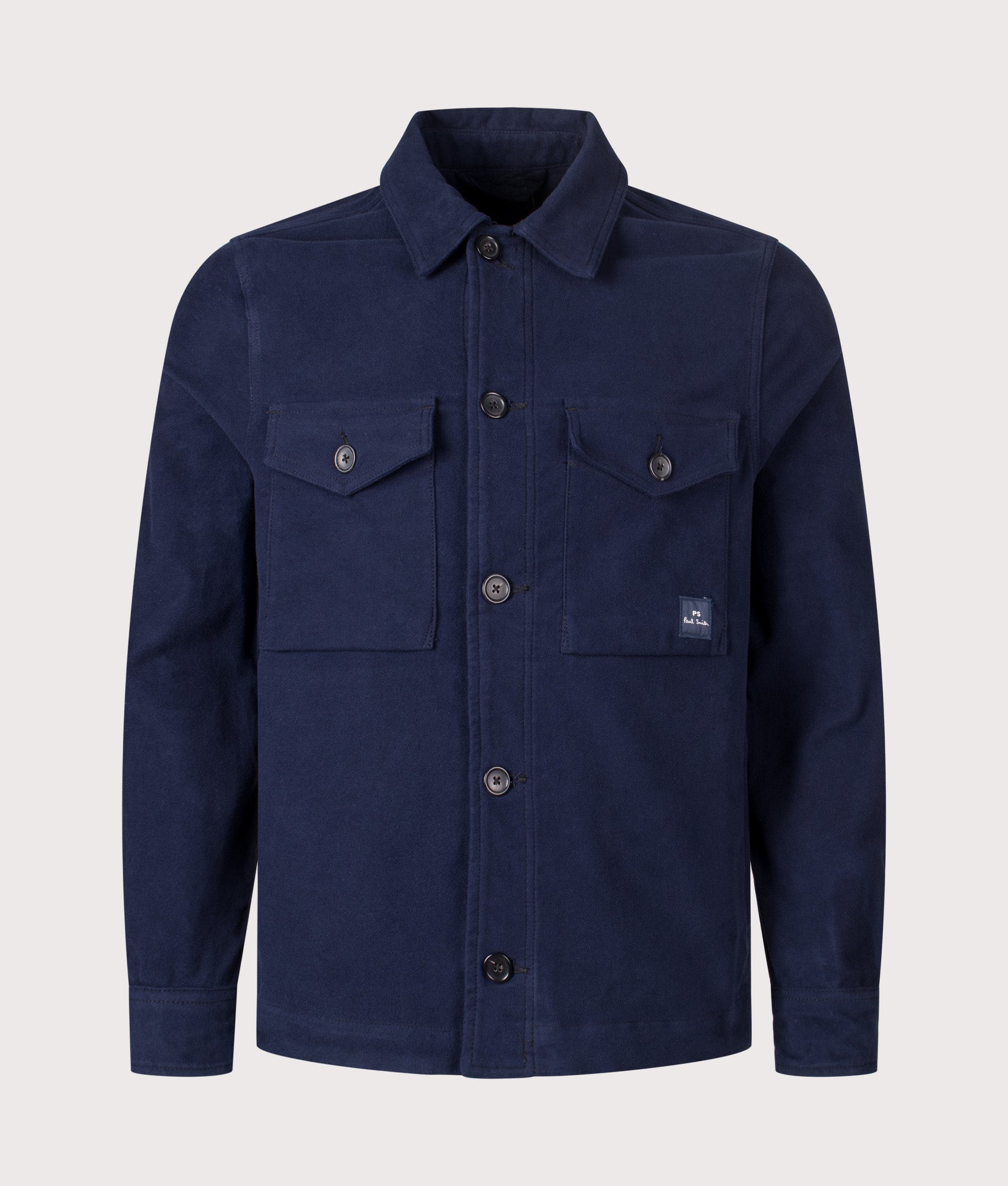 Military Overshirt in Very Dark Navy | Cotton Stretch Blend | PS Paul Smith | EQVVS | Front shot 