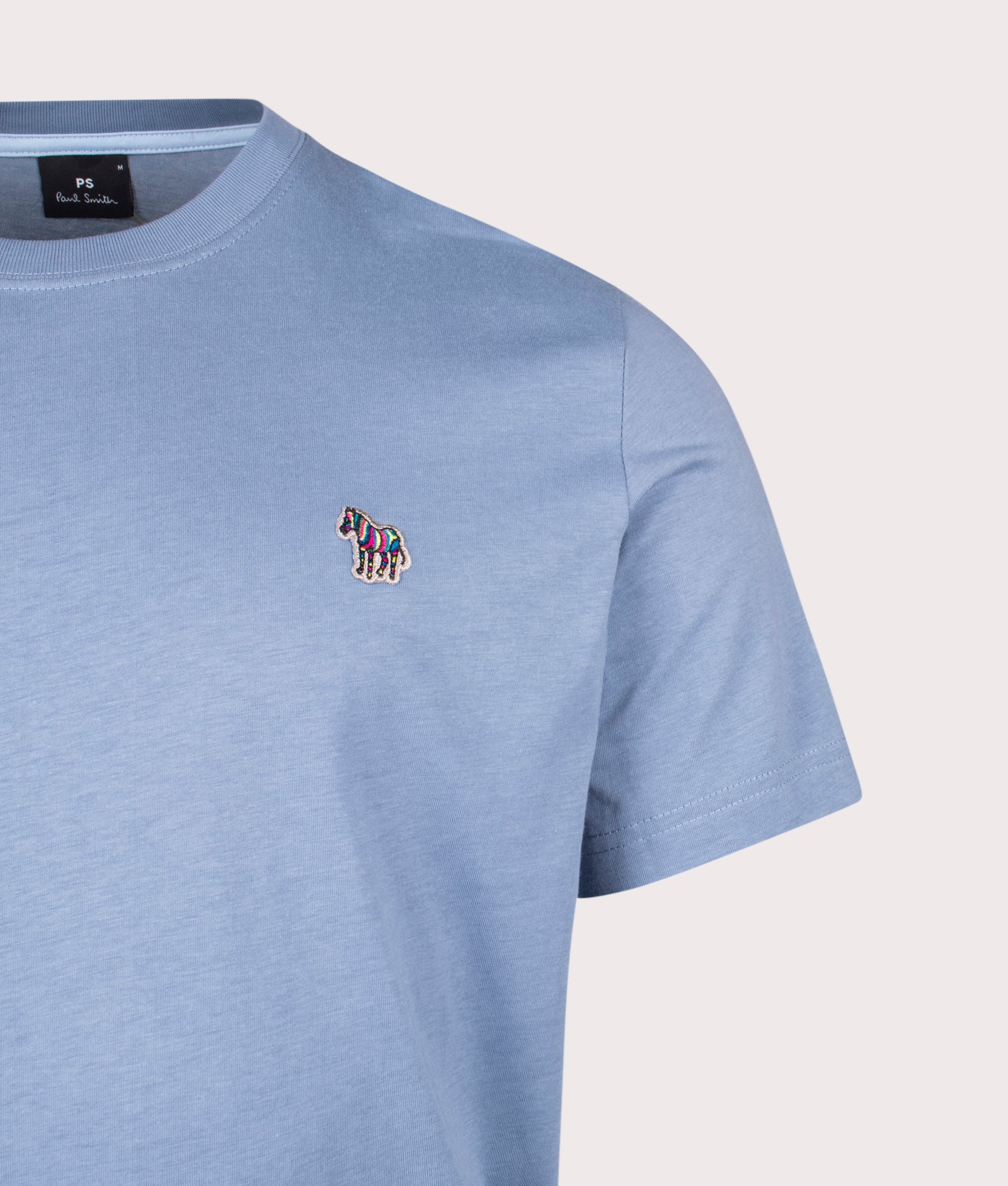 Zebra T-Shirt in Greyish Blue. 100% Cotton | PS Paul Smith | Shot at EQVVS | Front detail shot 