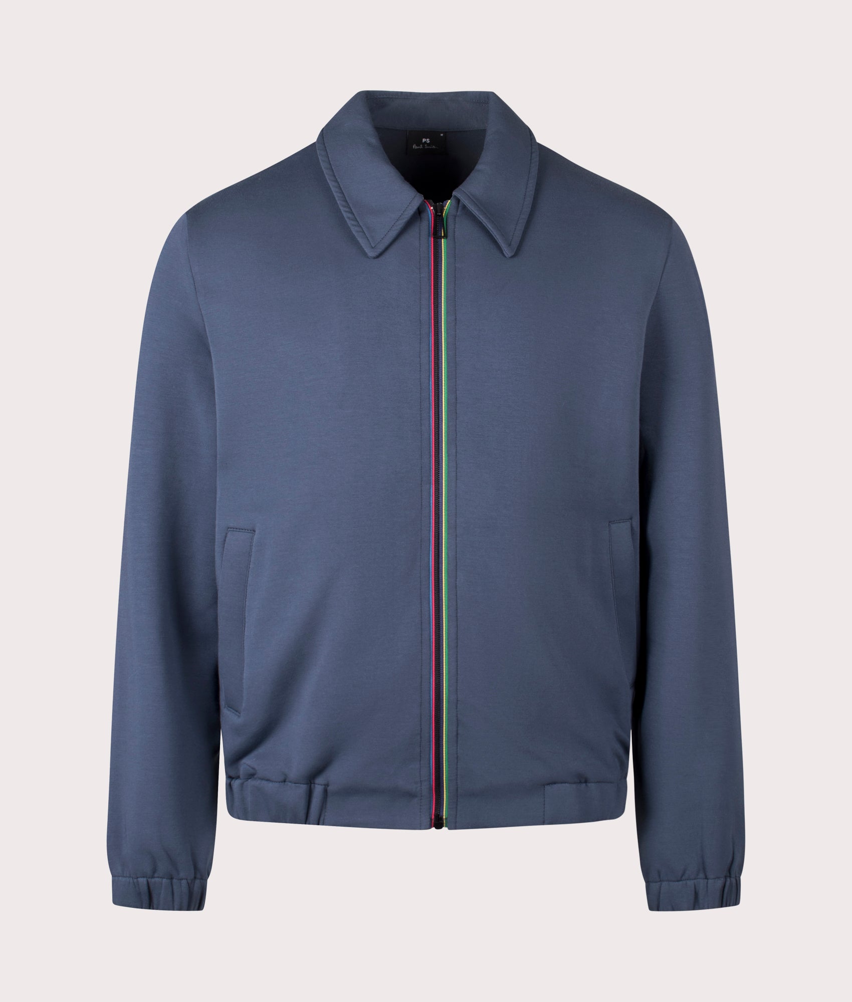 Sports Stripe Zip Through Sweatshirt in Slate. Cotton blend | PS Paul Smith | Shot at EQVVS | Front shot 