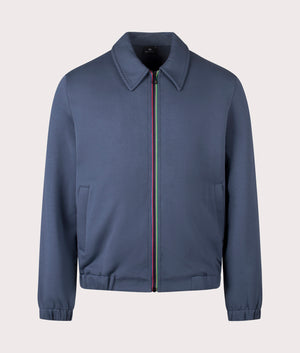 Sports Stripe Zip Through Sweatshirt in Slate. Cotton blend | PS Paul Smith | Shot at EQVVS | Front shot 
