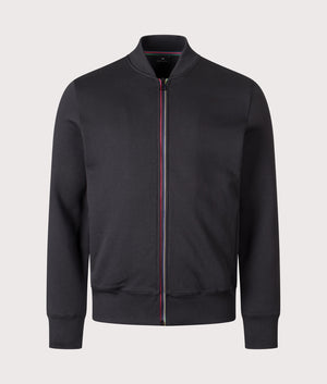 Sports Stripe Zip Through Sweatshirt in Black. 100% Cotton | PS Paul Smith | Shot at EQVVS | Front shot