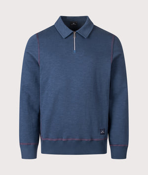 Quarter Zip Sweatshirt in Very Dark Navy| PS Paul Smith | Shot at EQVVS | Front shot 