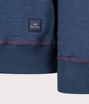 Quarter Zip Sweatshirt in Very Dark Navy| PS Paul Smith | Shot at EQVVS | Front detail shot