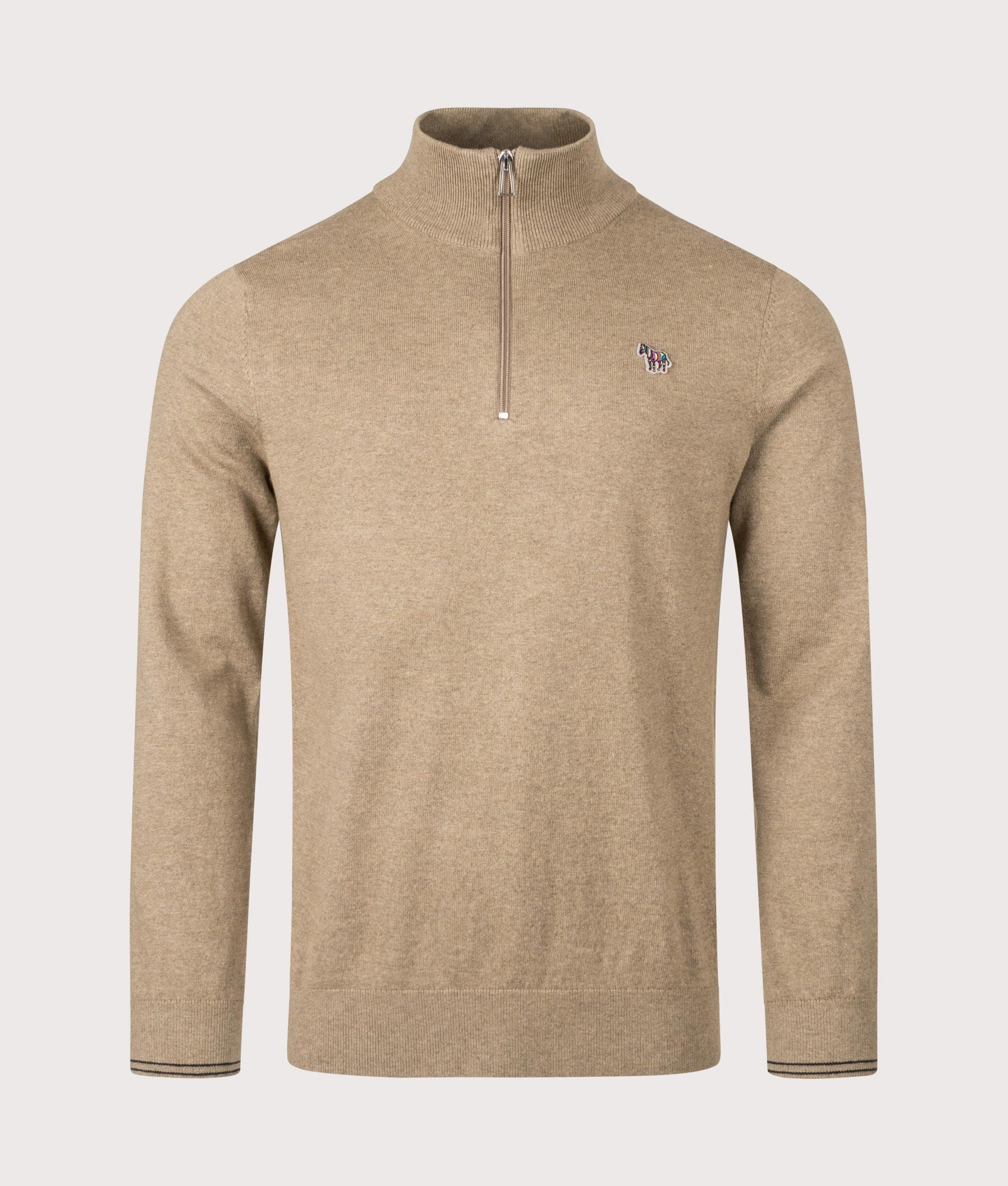 Regular Fit Quarter Zip Zebra Logo Jumper