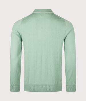 Polo Collar Zip Through Sweatshirt in Green | 100% Merino Wool | PS Paul Smith | EQVVS | Back shot 