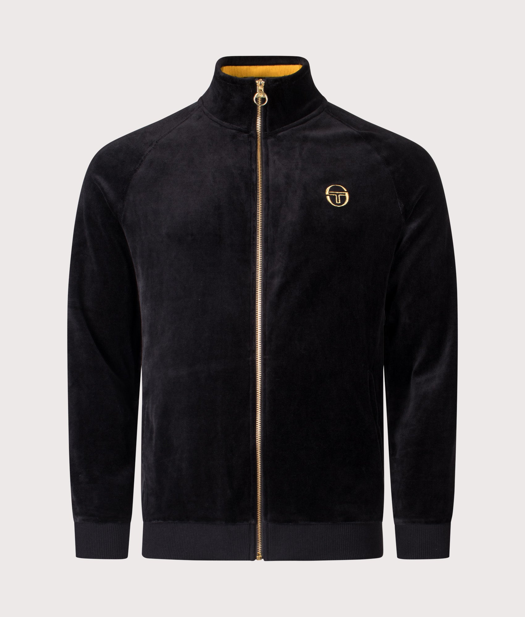 Court Velour Track Top by Sergio Tacchini in Black. Shot by EQVVS. Front shot.