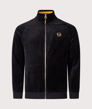 Court Velour Track Top by Sergio Tacchini in Black. Shot by EQVVS. Front shot.