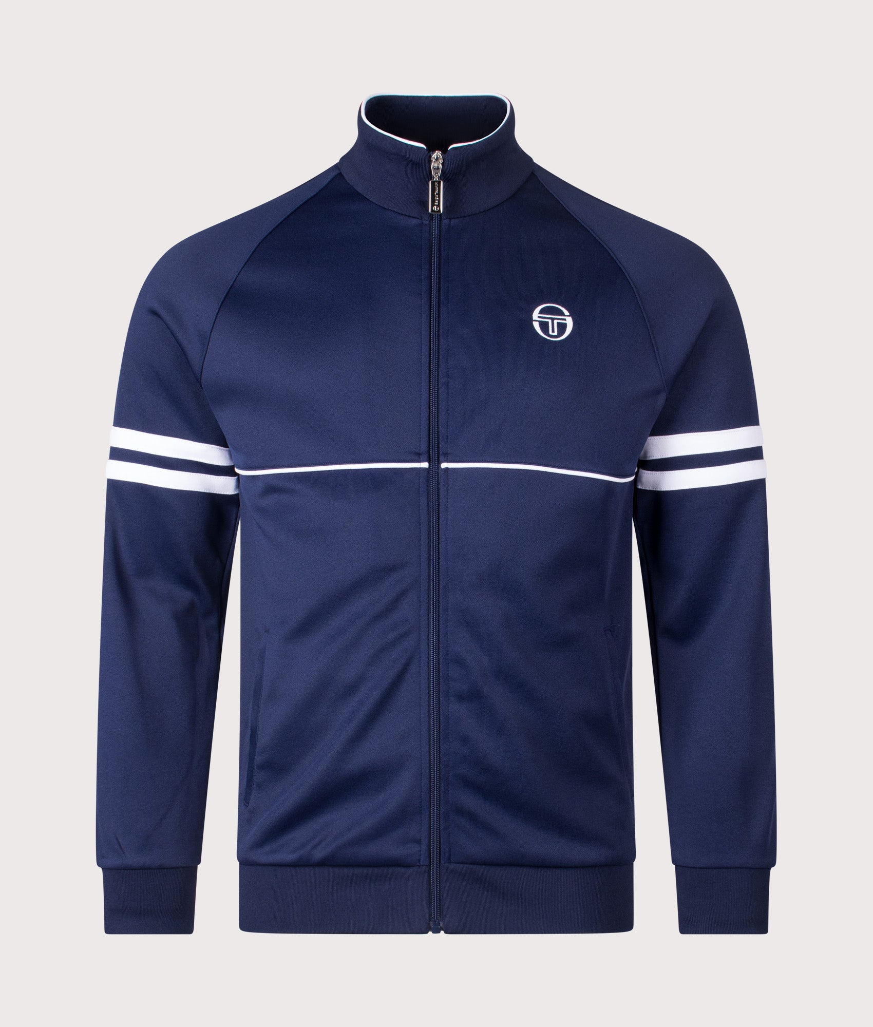 Orion Track Jacket by Sergio Tacchini in Maritime Blue/White. Shot by EQVVS. Front shot.