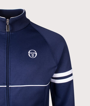Orion Track Jacket by Sergio Tacchini in Maritime Blue/White. Shot by EQVVS. Detail shot.