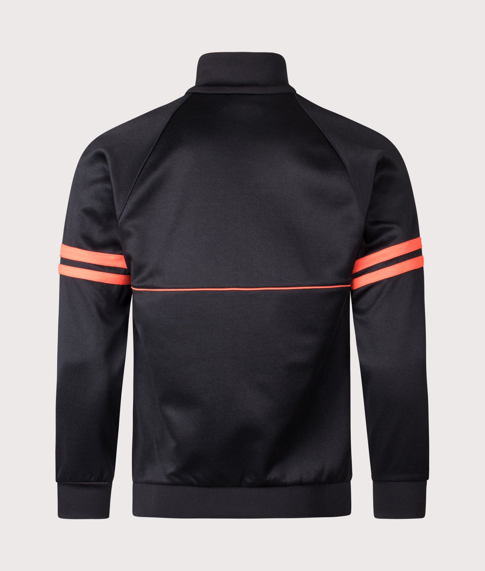 Orion Track Jacket by Sergio Tacchini in Black/Tangerine Tango. Shot by EQVVS. Back shot.
