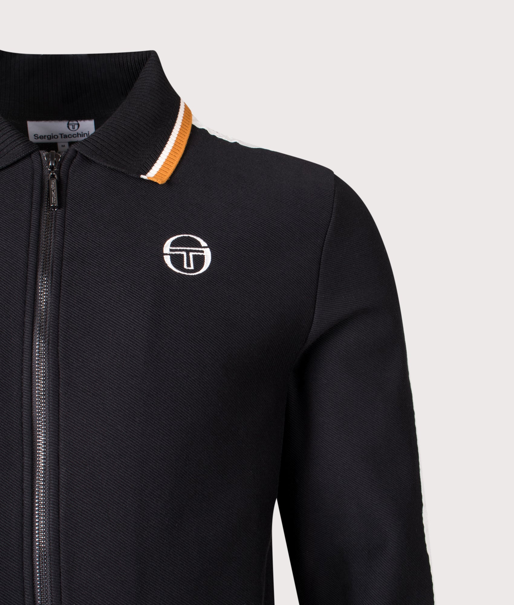Giorno Track Top in Black | Cotton-Polyester Blend | Sergio Tacchini | EQVVS | Front detail shot 
