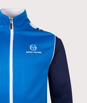 Drive Track Top in Directoire Blue/Maritime Blue | Polyester Blend | Sergio Tacchini | EQVVS | Front detail shot 