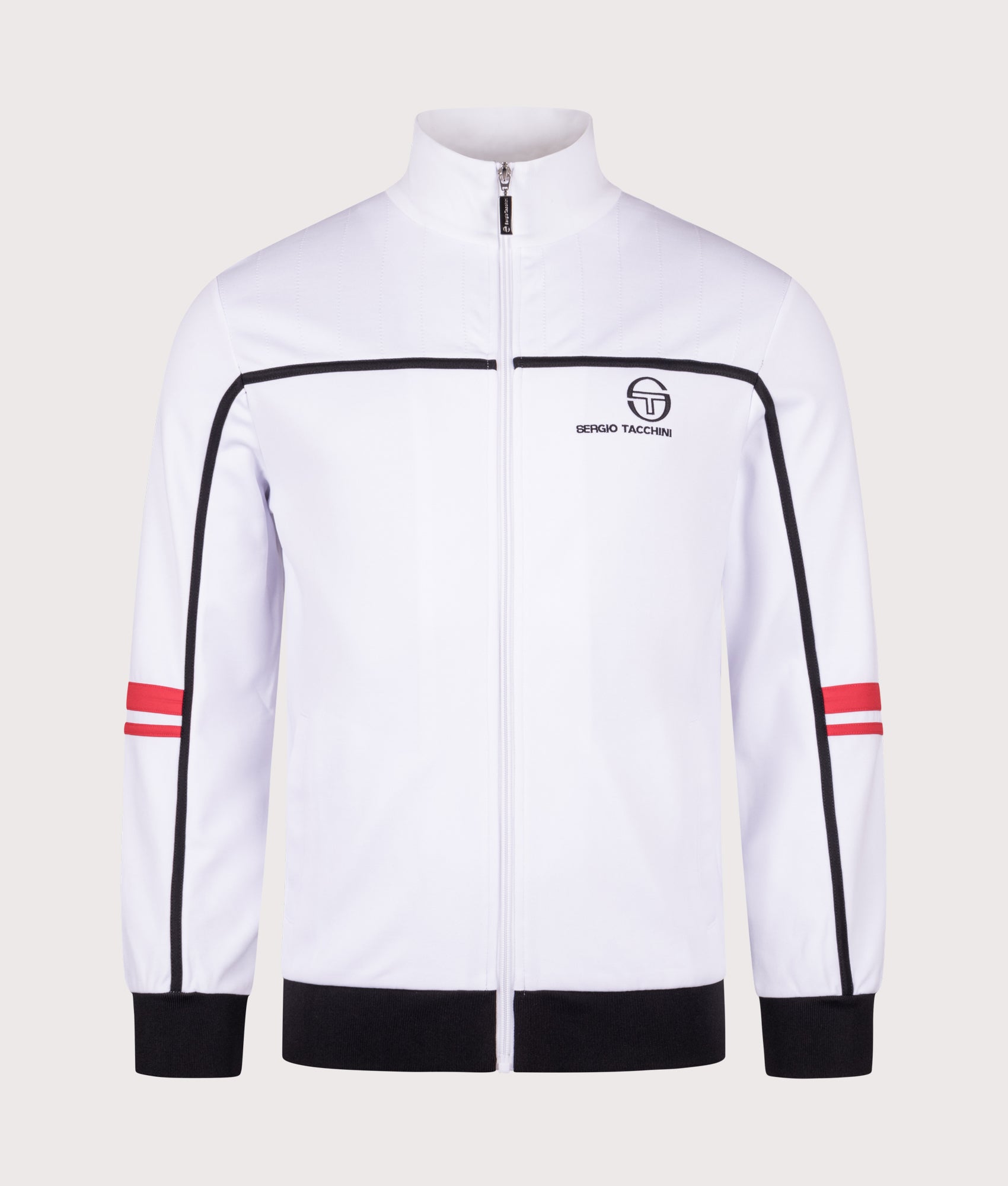 Frankie Track Top in White/Black/Adrenaline Rush | Polyester Blend | Sergio Tacchini | EQVVS | Front shot 