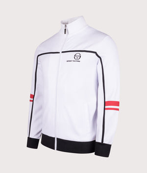 Frankie Track Top in White/Black/Adrenaline Rush | Polyester Blend | Sergio Tacchini | EQVVS | Front angle shot 