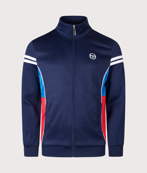 Sergio Tacchini Mambo Track Top arrives in Maritime Blue, Directoire Blue and Adrenaline Rush at EQVVS Menswear. Front shot.