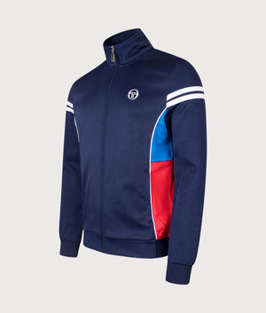 Sergio Tacchini Mambo Track Top arrives in Maritime Blue, Directoire Blue and Adrenaline Rush at EQVVS Menswear. Angled front shot.