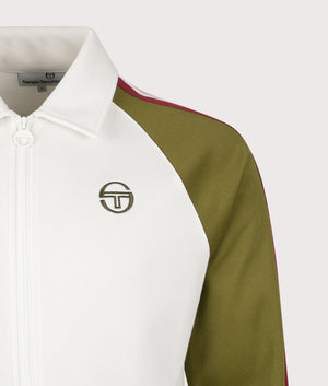 Renshaw Track Top in Gardenia/Avocado | Sergio Tacchini | EQVVS | Front detail shot 