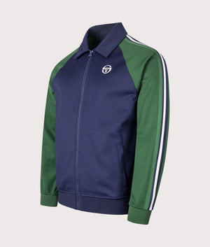 Renshaw Track Top in Maritime Blue/Eden | Sergio Tacchini | EQVVS | Front angle shot 