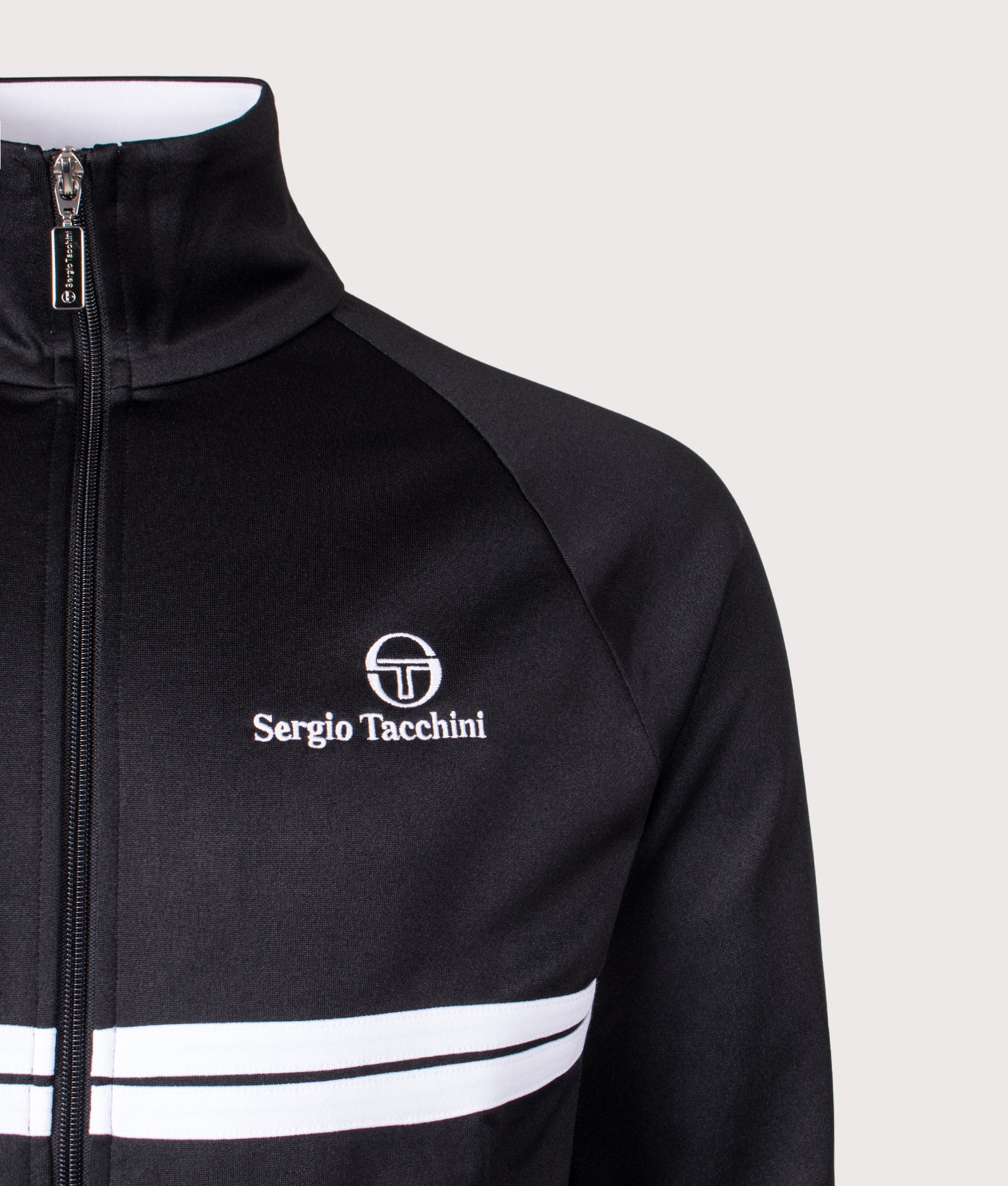 Dallas Track Top in Black/White | Sergio Tacchini | EQVVS | Front detail shot 