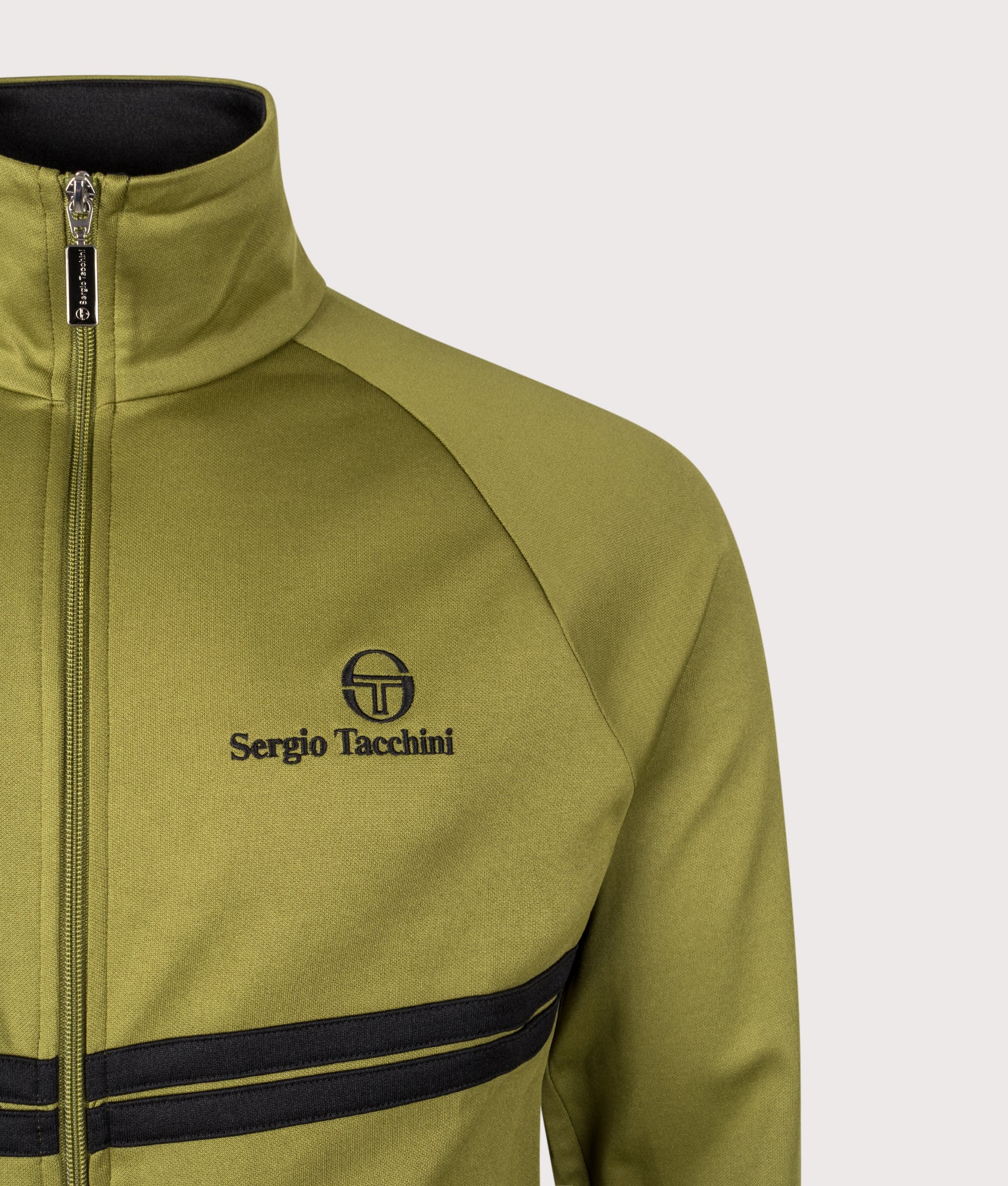 Dallas Track Top in Avocado/Black | Sergio Tacchini | EQVVS | Front detail shot 