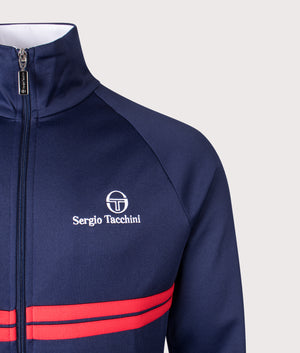 Dallas Track Top in Maritime Blue/White/Adrenaline Rush | Sergio Tacchini | EQVVS | Front detail shot 