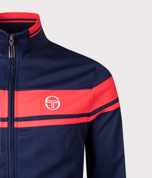 Damarindo Track Top in Maritime Blue/Adrenaline Rush | Sergio Tacchini | EQVVS | Front detail shot 