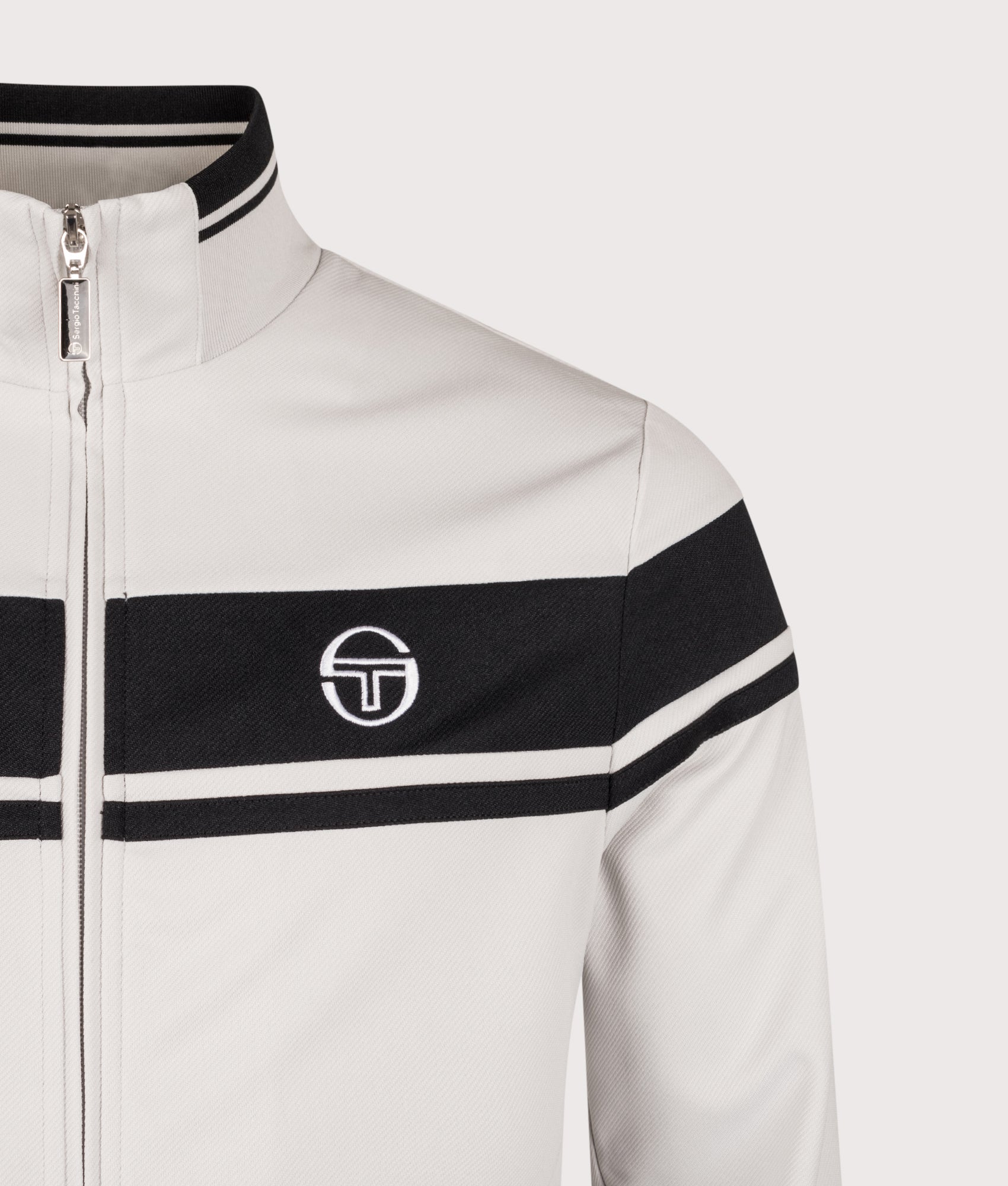 Damarindo Track Top in Glacier Grey/Black | Sergio Tacchini | EQVVS | Front detail shot 