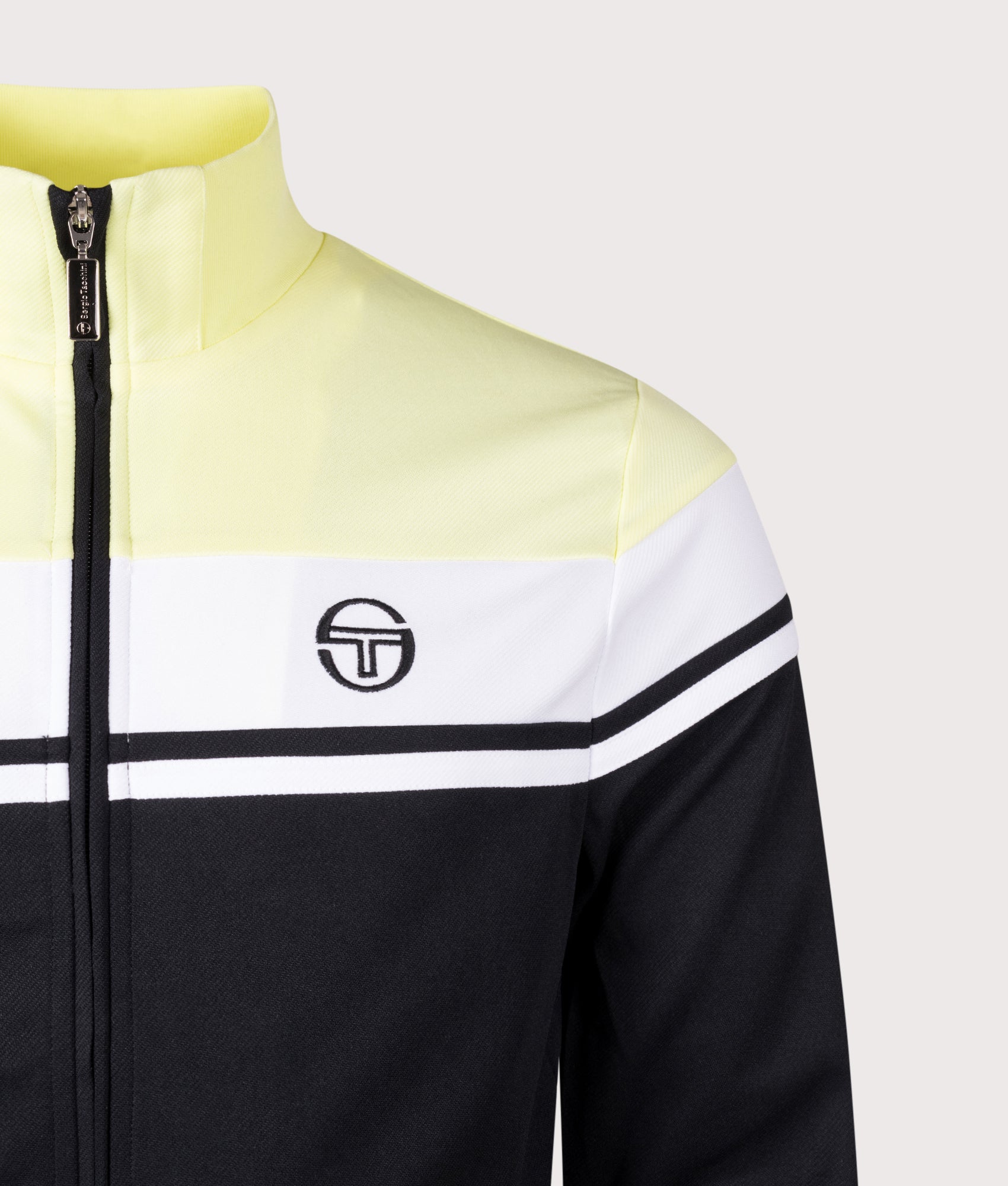 Damarindo Track Top in Wax Yellow/White/Black | Sergio Tacchini | EQVVS | Front detail shot 