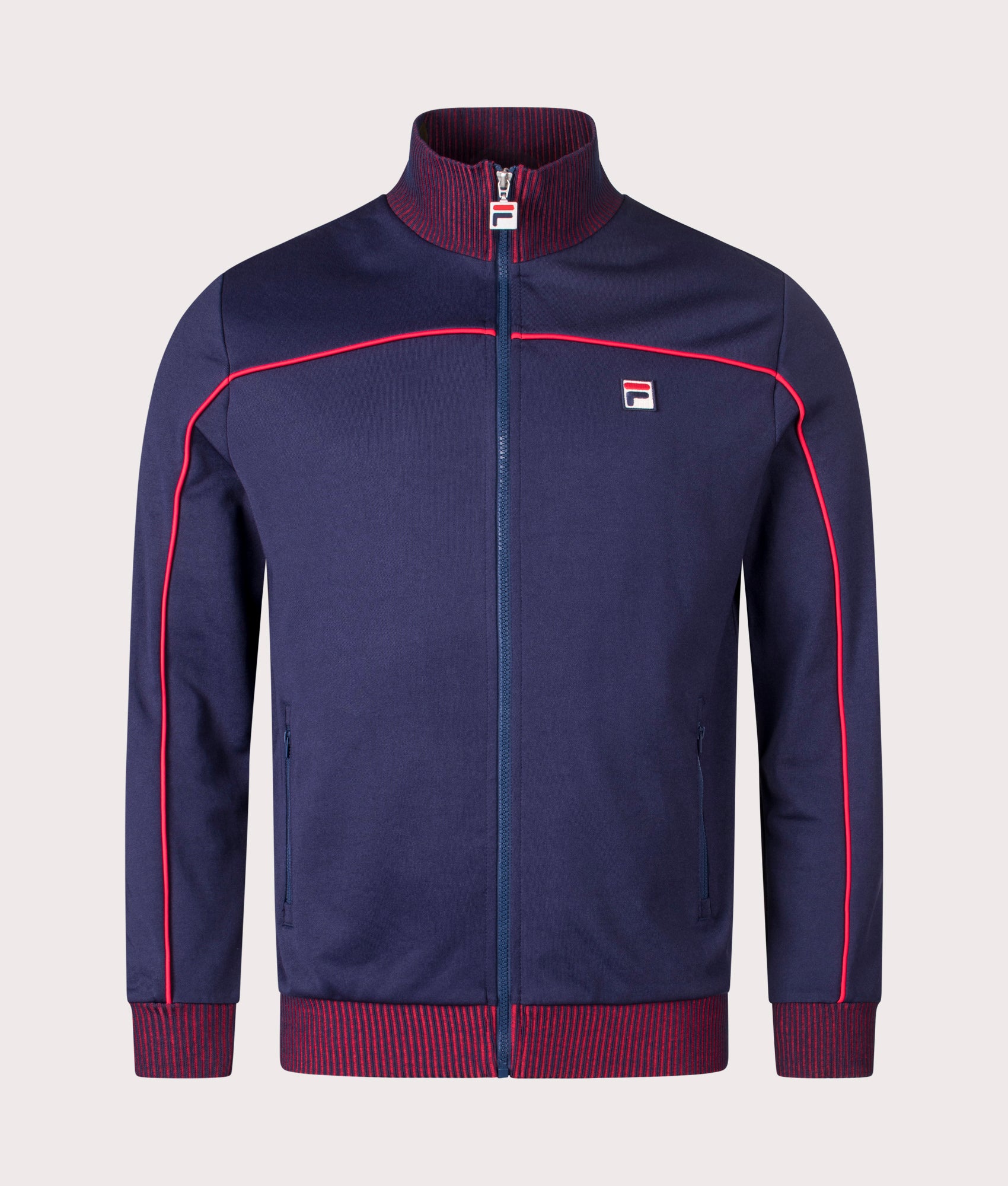 Zayn Lenticular Track Top in FILA Navy/FILA Red | FILA | EQVVS | Front shot 